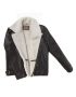Genuine Shearling Sheepskin Bomber Jacket: B4 Black / White, Authentic Shearling Aviator Jacket