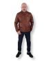 Mens Leather Jacket in Lamb Malli Leather - Dark Cognac by Levinsky Copenhagen