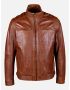 Mens Leather Jacket in Lamb Malli Leather - Dark Cognac by Levinsky Copenhagen