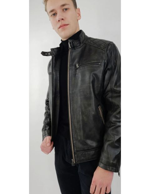 Hunter - Lamb Rub Off Leather - Man - Black