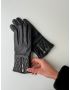 Lamb Slink Leather Black Gloves