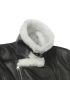 Genuine Shearling Sheepskin Bomber Jacket: B4 Black / White, Authentic Shearling Aviator Jacket