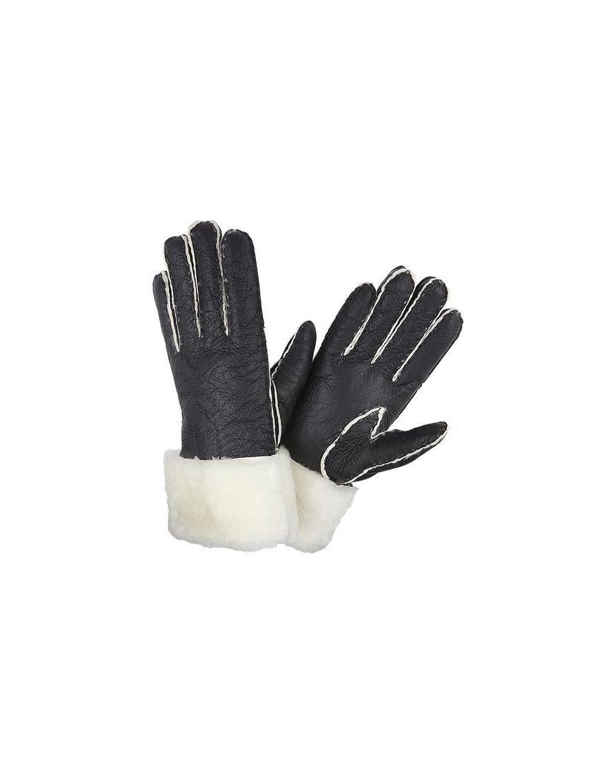 Draper of Glastonbury Sheepskin Cuff Gloves Black Nappa