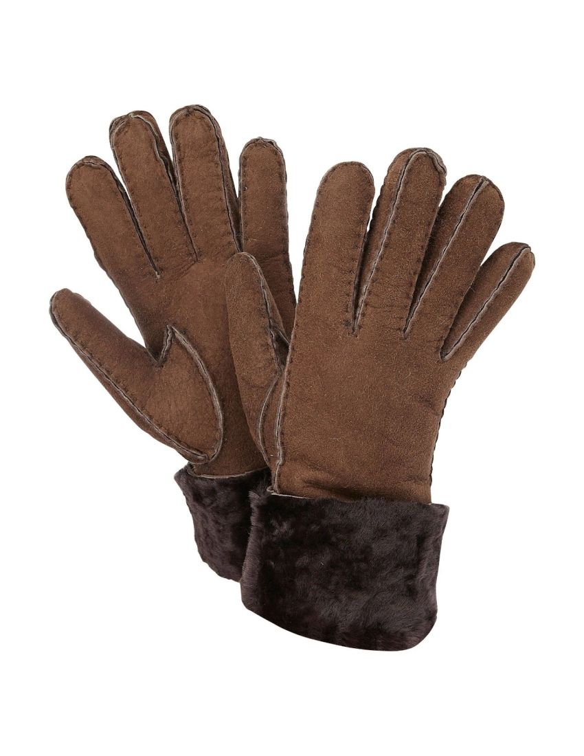 Draper of Glastonbury Sheepskin Cuff Gloves Brown