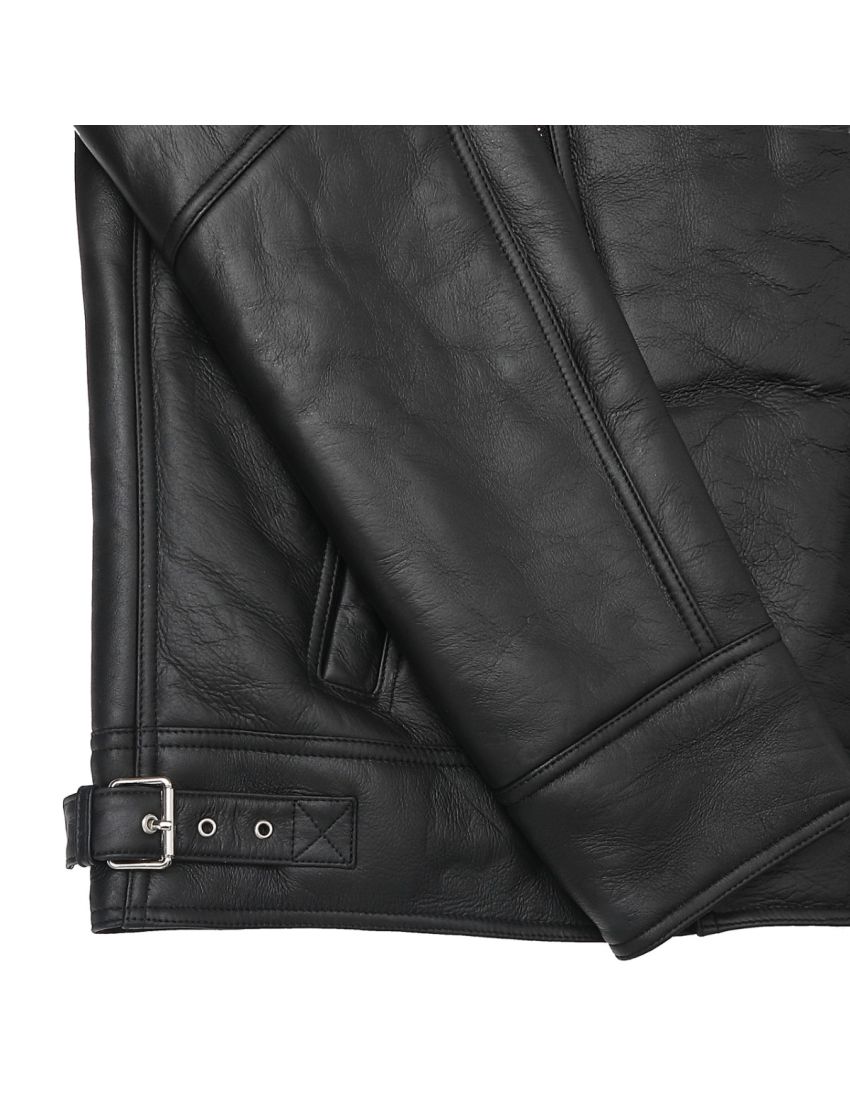 Genuine Shearling Sheepskin Bomber Jacket: B4 Black / Black, Authentic Shearling Aviator Jacket