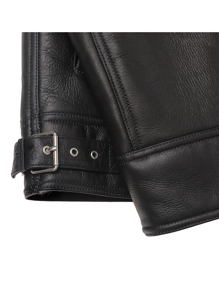 Genuine Shearling Sheepskin Bomber Jacket: B3 Black / White, Authentic Shearling Aviator Jacket