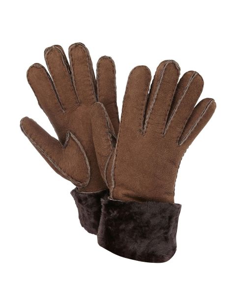 Draper of Glastonbury Sheepskin Cuff Gloves Brown